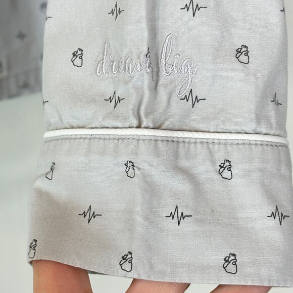 Figs Dream Big Pajama Button Front Top Women Small Front Pocket - Picture 7 of 10